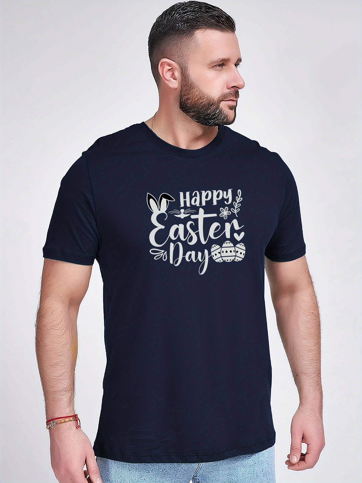 Easter Letter Print Men's T shirt Casual Short Sleeve Crew Temu