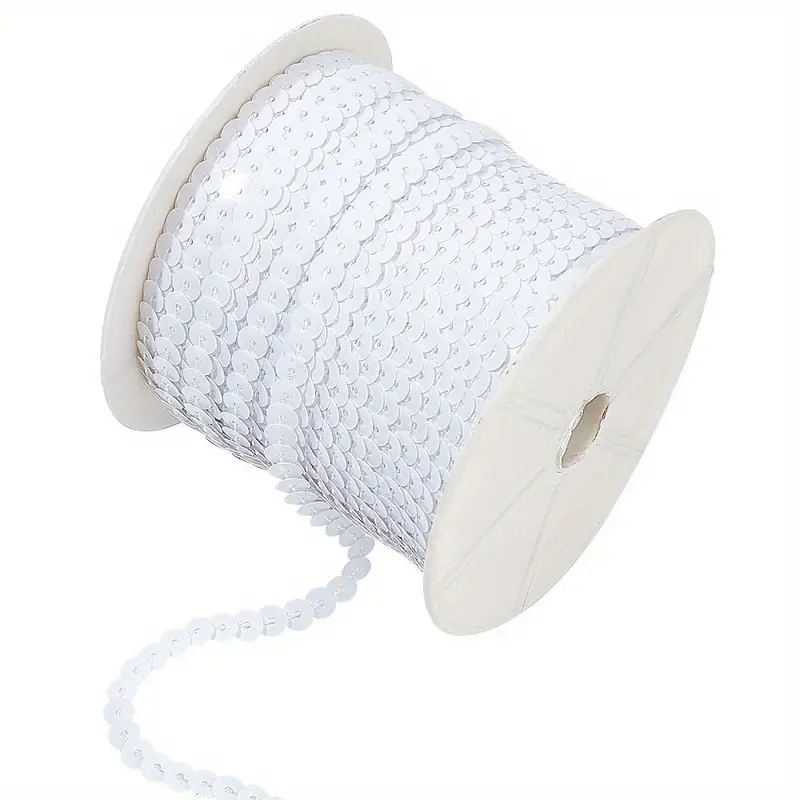 Plastic Paillette Sequins Elastic Thread Flat Round White - Temu
