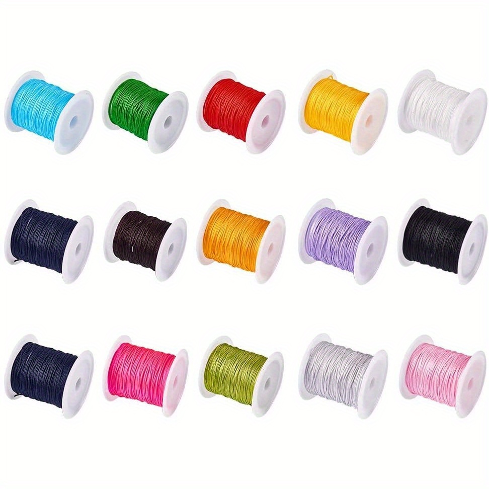 

15 Pcs 15 Colors 0.8mm Rattail Satin Nylon Trim Cord Chinese Knot Jewelry Making String 15*11yard