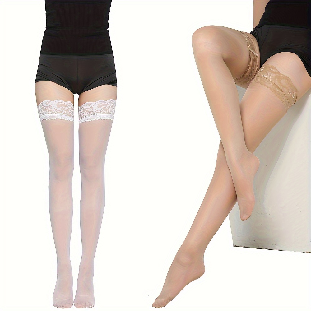 Lace Trim Mesh Thigh High Socks Sheer Knee Socks Women's - Temu
