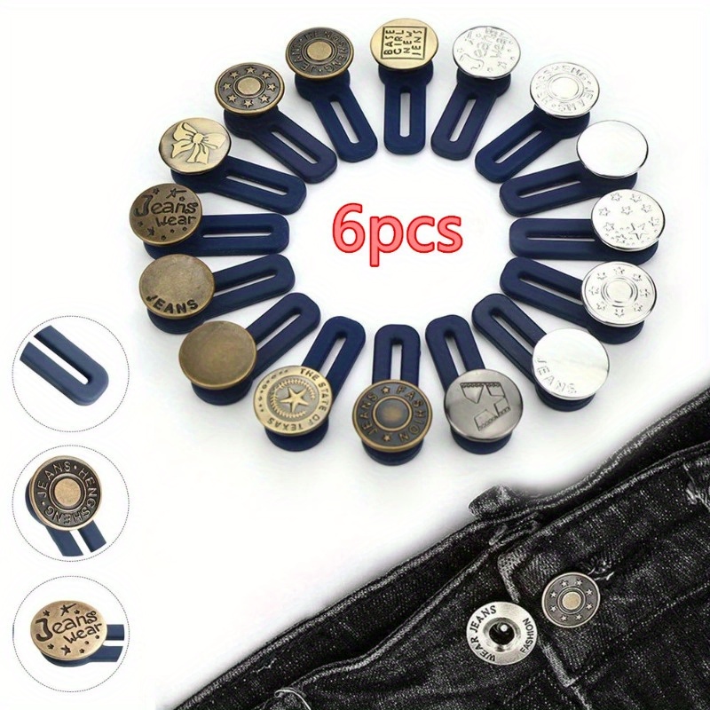 

6pcs Waistband Extenders With Metal Button, Adjustable Waist Stretch For Pants, Ideal Gift Choice