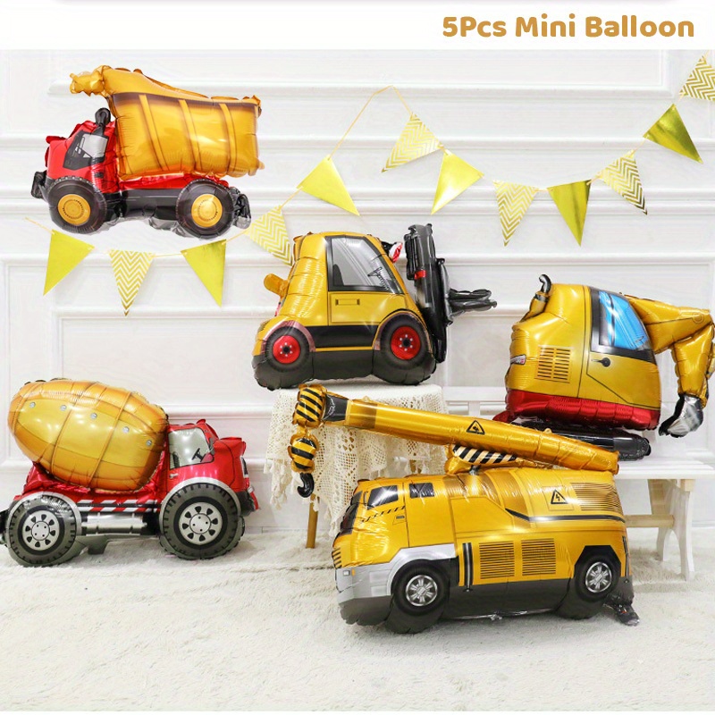 

5pcs Mini Construction Foil Balloon For Construction Theme Birthday Party Decorations Baby Shower Decor Holiday Decor Home Room Decor