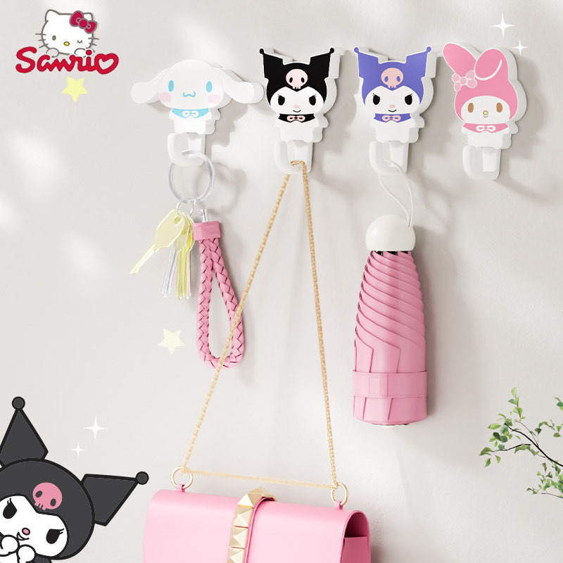 

2pcs Hello Kitty Cute Cartoon Hook, Adhesive Hook, Kitchen Bathroom Towel Hook For Wall, Multi-purpose Key Hook, Wall Decor