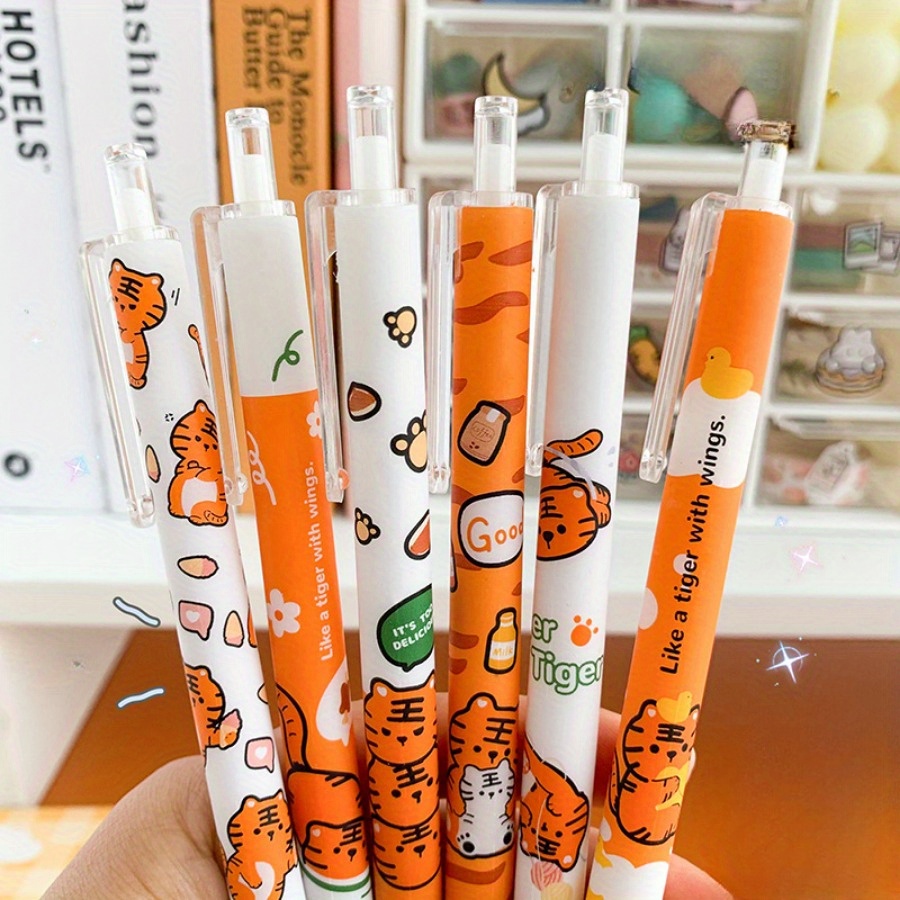 

6pcs/set Creative Cartoon Tiger Cute Gel Pen 0.5mm Black Pen Student Stationery