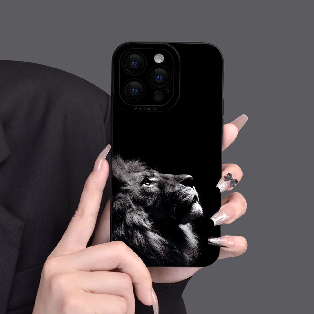 

Lion Pattern Mobile Phone Case Full-body Protection Shockproof Protective Tpu Soft Rubber Case Color: Transparent White Black For Men Women For 15 14 13 12 11 Xs Xr X 7 8 Mini Plus Pro Max Se