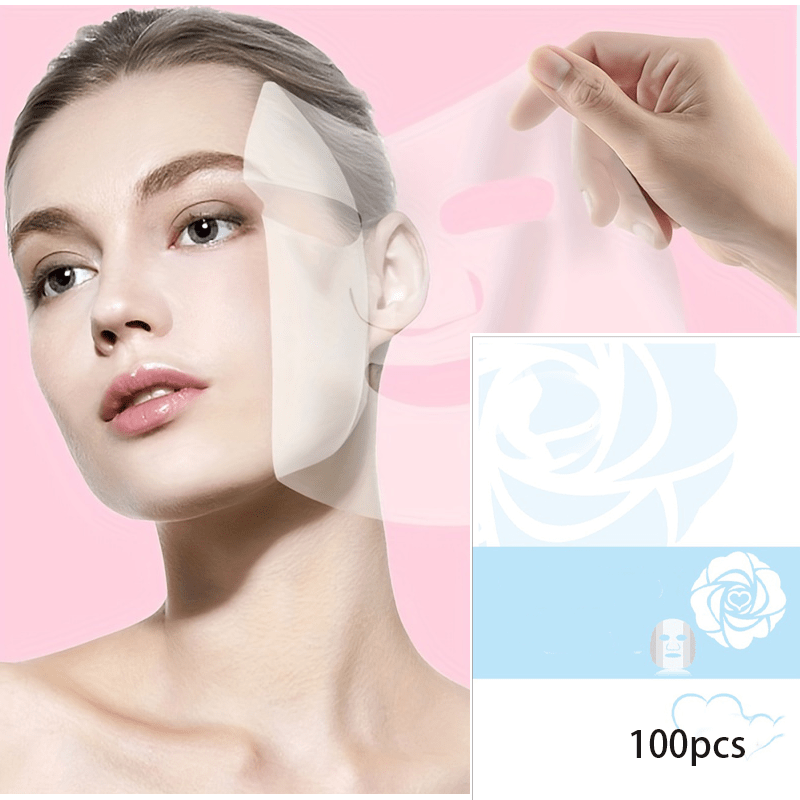 

100/200pcs Disposable Neck & Face Masks, Transparent Plastic Facial Masks For Spa, Women's Diy Skincare Mask Partner, One-time Use Thin Sheets For Face Mud, Paper And Essence Masks