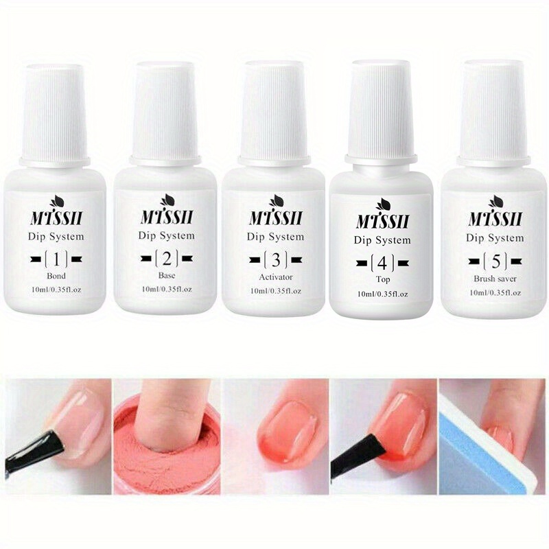 

Nail Dip Powder System Liquid Set - , Base, Activator, Top & Brush Saver - Manicure Salon Quality Products