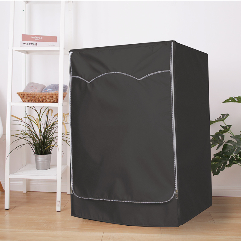 

1pc Washing Machine Cover, Drum Washing Machine Cover, 210d Oxford Cloth Waterproof And Sunscreen Outdoor Dustproof Cover, Black/silvery