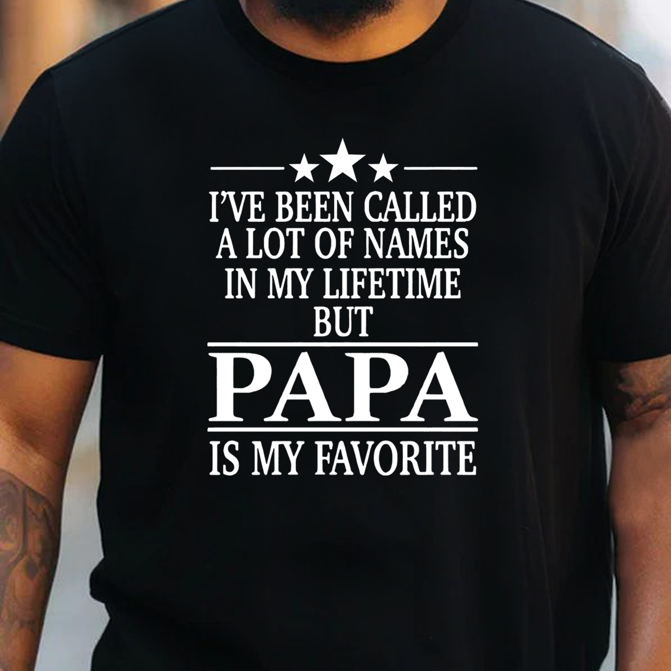 

Plus Size Men's Papa Is My Favorite Letter Print Short Sleeve T-shirts, Comfy Casual Elastic Crew Neck Tops For Men's Outdoor Activities