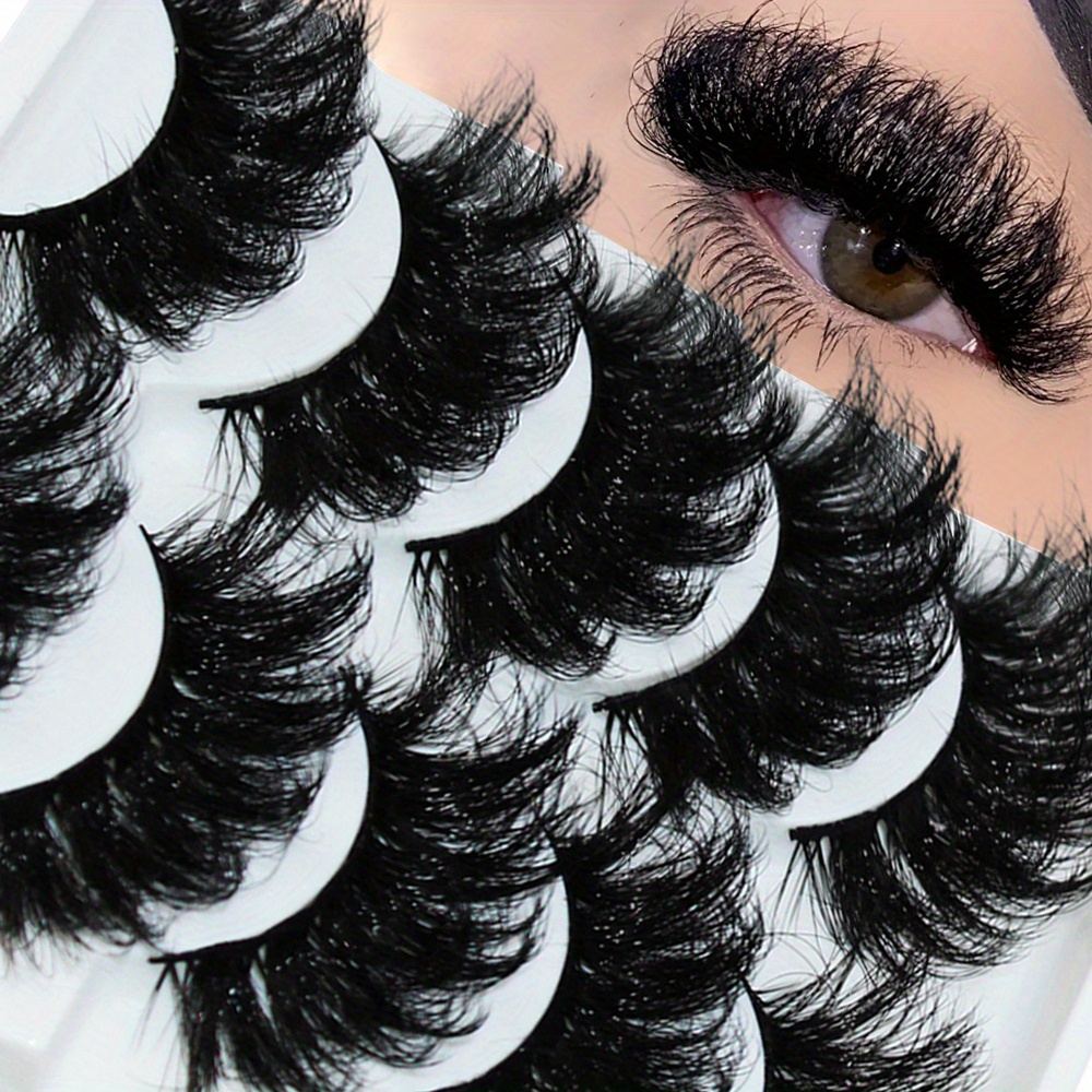 

Thick Dramatic Faux Mink Eyelashes - 5 Pairs Of Fluffy 3d Lashes For Dramatic Volume