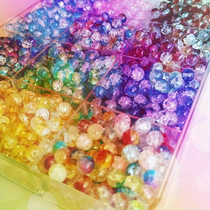 

100/200/300pcs 8/10mm Mix Color Snowflake Crackle Glass Beads Round Loose Beads For Bracelet Earrings Necklace Beads Diy Jewelry Making