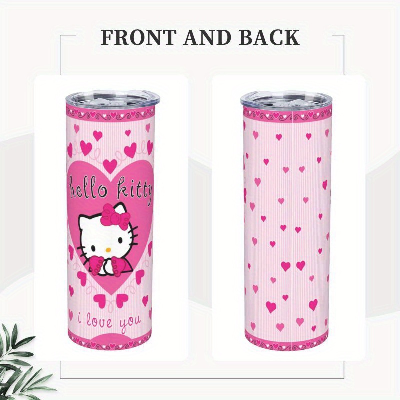 Cat & Ice Cream Design Insulated Tumbler – 500ml Stainless Steel Travel Mug With Straw & Lid, Double-Wall Vacuum For Hot/Cold Drinks