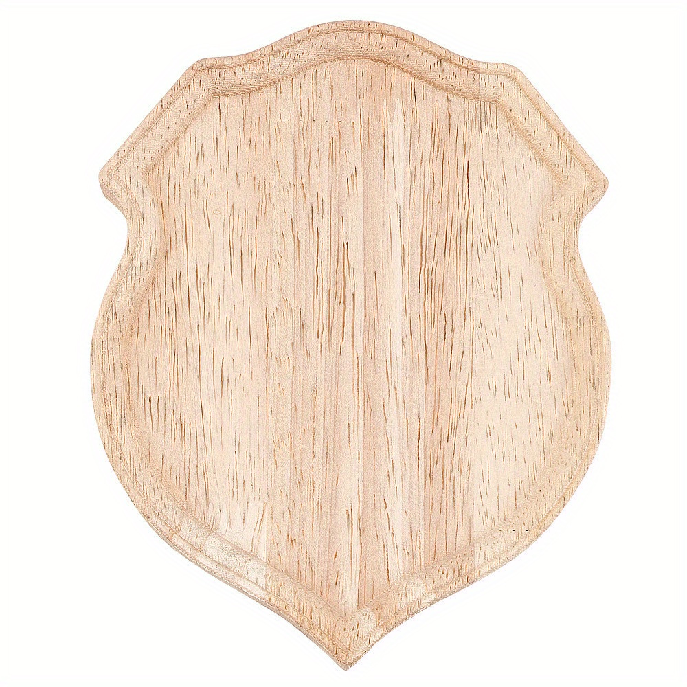 Image of 1pc Plaque Wooden Plaque Shield Shape Wood Decoration Plaque Blank Wooden Plaques Wooden Signboards For Projects Or Home Wall Decor 12x15x1.8cm