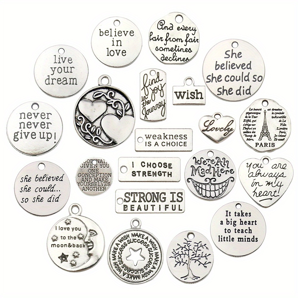 

20pcs Unique And Inspiring Letter Charms Letter Pendant Tags For Diy Bracelets And Keychains Making Jewelry Accessories