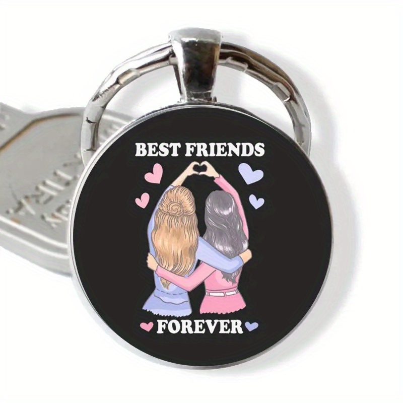 1pc Best Friend Forever Keychain Cute Cartoon Friendship Key Chain Ring Bag  Backpack Charm BFF Bestie Women Daily Use Gift