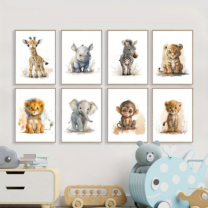 TEMU 8pcs Frameless And Artistic Animal-themed Posters, Ideal For Rooms, Perfect Modern Art Gift, Perfect For Room Decor