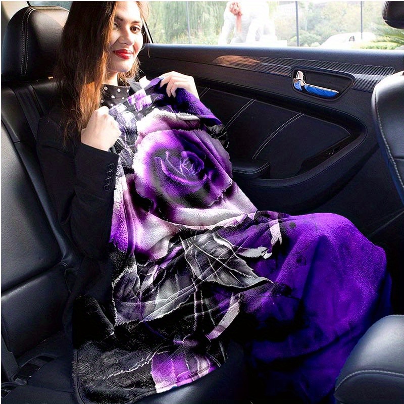 

Rose Pattern Soft Flannel Throw Blanket For Car Living Room Bedroom Bed Sofa Picnic Cover Decor Napping Couch Chair Cover