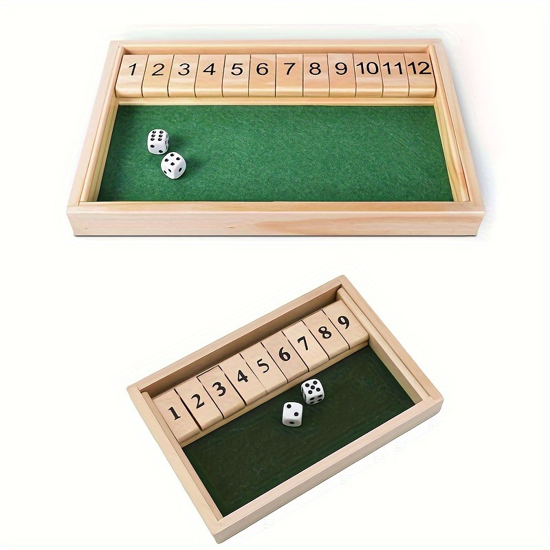 

Wooden Shut The Box Numbers Dice Game Board With 2 Wooden Dices, Classic Tabletop Version Of The Popular English Pub Game, Gaming Gift