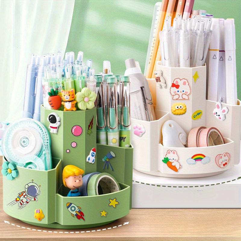 

1pc Modern Nordic Pen Holder For School Office, With A Large Capacity For Storing Desktop Stationery. This Creative Organizer Features Adjustable Height Compartments And Can Rotate 360 Degrees