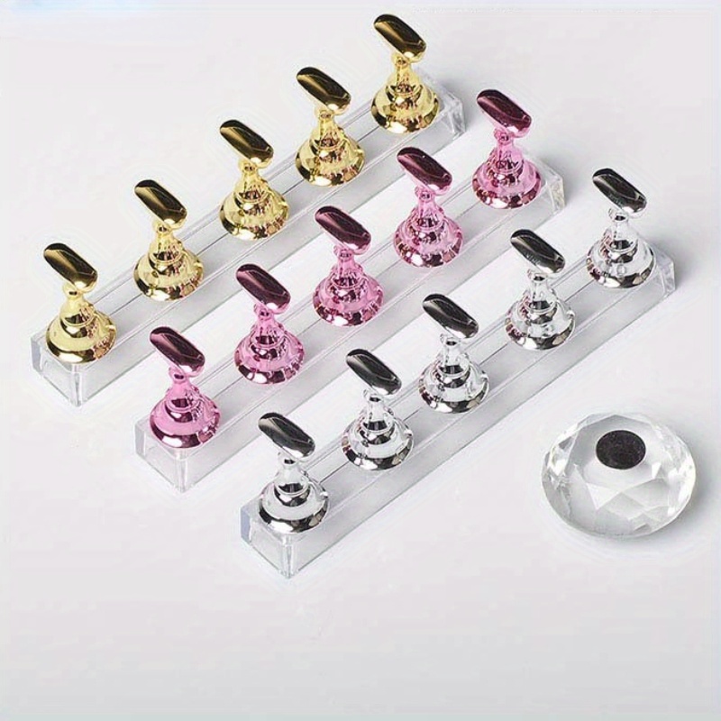 

Nail Art Practice Stands, Magnetic Nail Tips Holders, Training Fingernail Display Stands, Nail Crystal Holders For Home Salon Manicure Tool