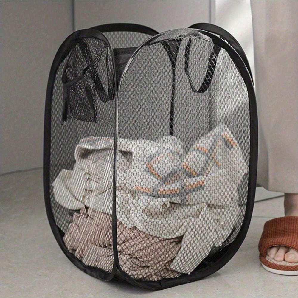 

1pc Pop-up Laundry Basket With Handles - Large Capacity Foldable Mesh Laundry Basket For Storing Dirty Clothes, Laundry Organization And Storage For Bathroom Bedroom Laundry Room Dorm