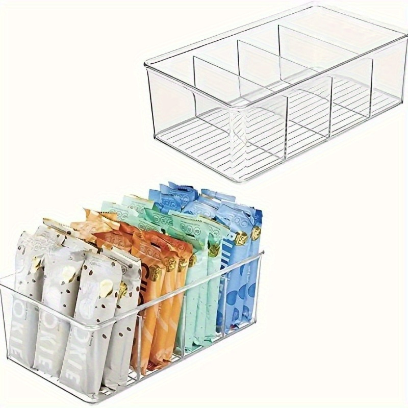 2 4 6pcs transparent refrigerator organizer bins with removable dividers   fresh keeping fruits vegetables meat eggs ginger garlic and more kitchen storage containers for home and office use details 1