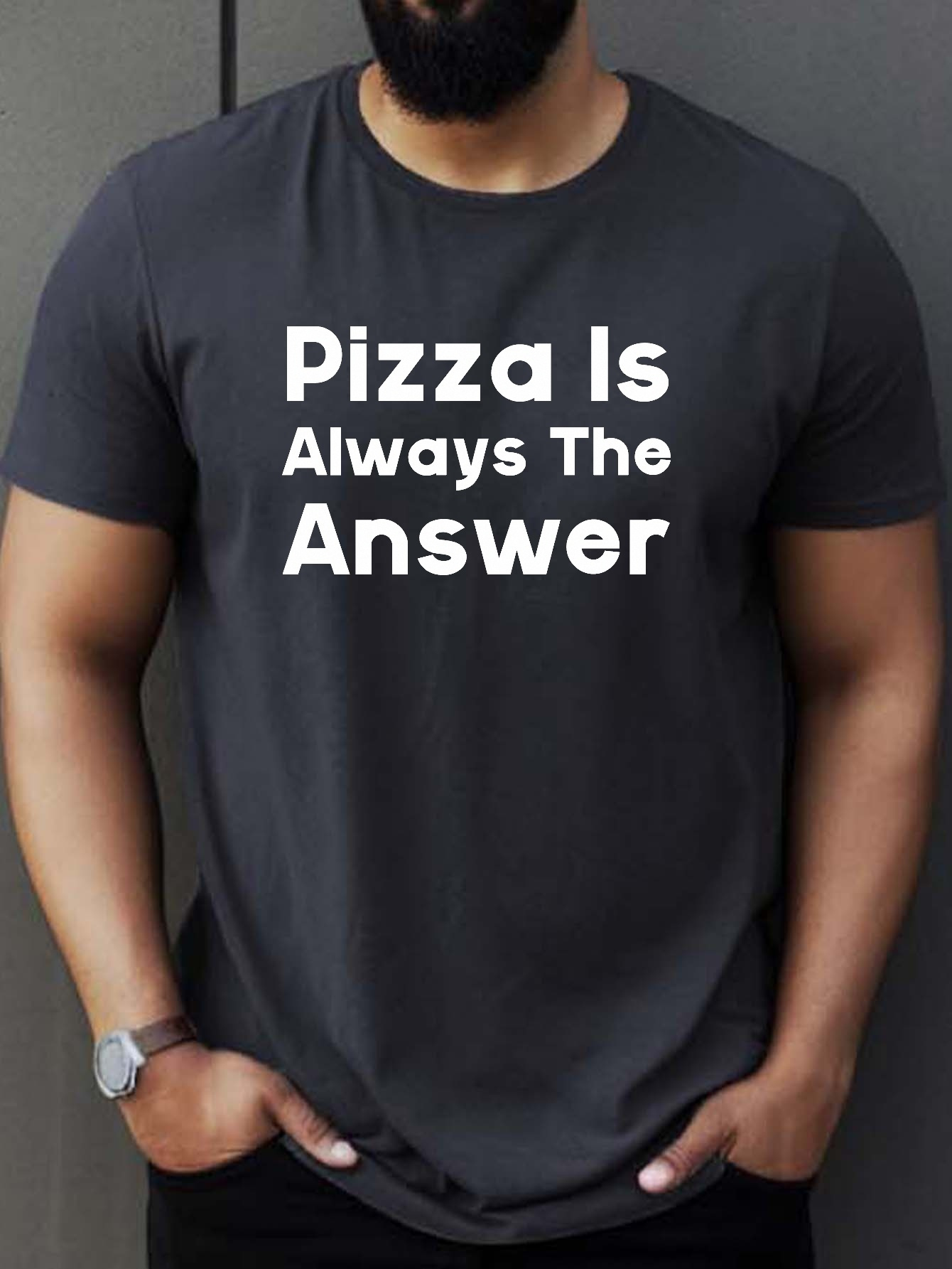 Pizza Always Answer Print T Shirt Tees Men Casual Short - Temu Australia