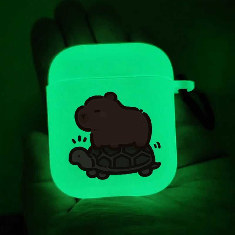 

Cute Capybara And Turtle Pattern Glow In The Dark For Airpods Case Luminous Earphone Case For Airpods 1/ 2/ 3/ Pro 2 For Perfect Birthday Or Festival Gifts To Teen Kids Boys And Girls Friends Students