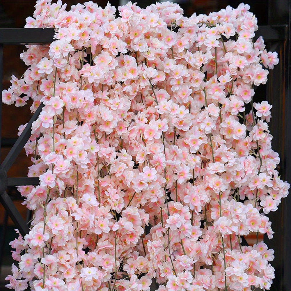 

2pcs, 70.87inch Artificial Cherry Flower Vines Cherry Hanging Vine Fake Flower Vines Pink Flower Garland Faux Japanese Cherry Garland For Wedding Party Bedroom Decor Spring Summer Decor