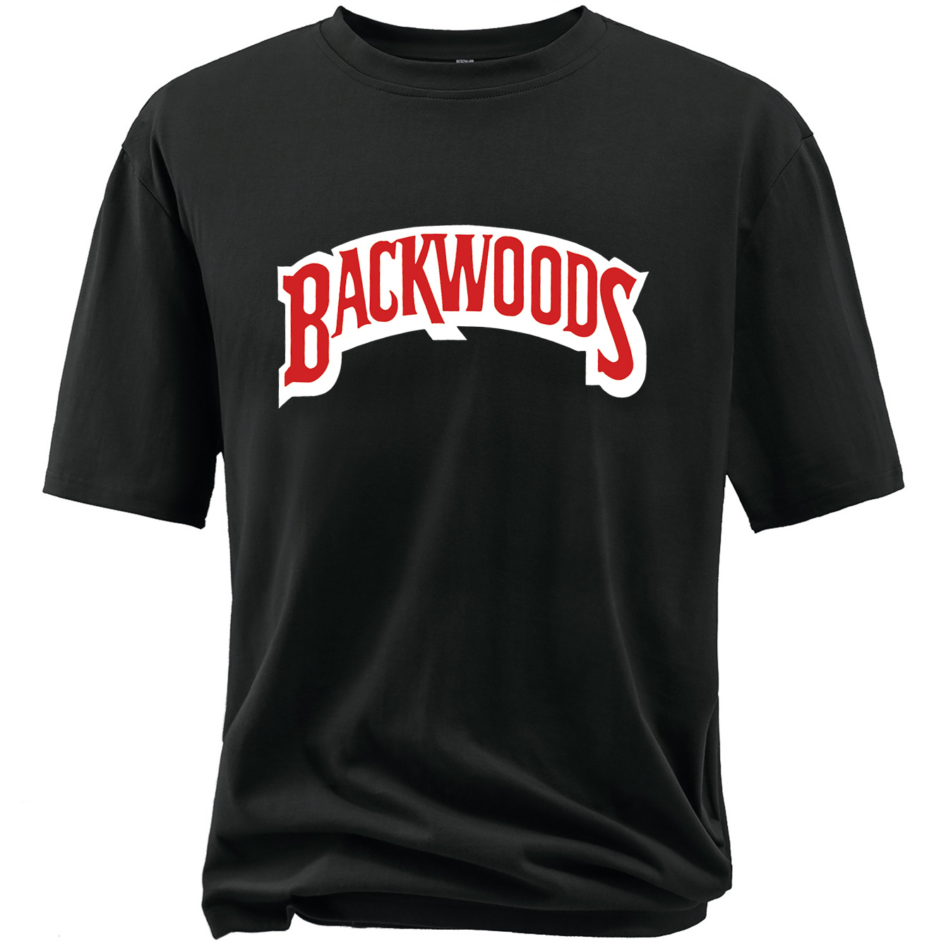 

Plus Size Men's Casual T-shirt, Backwoods Print Short Sleeve Sports Tee Tops, Summer Clothes