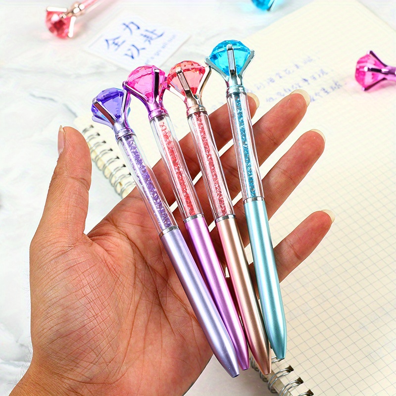 

4pcs Colorful Crystal Oil Pens, Plastic Diamond Ballpoint Pens, Promotional Gifts, Wedding Sign-in Pens, Back-to-school Season