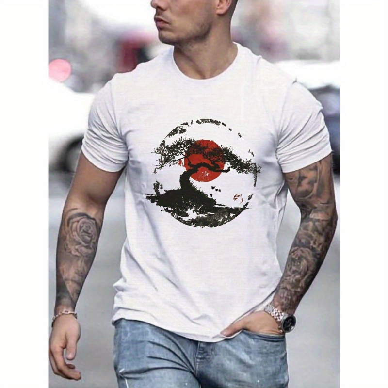 

Japanese Style Graphic Print T Shirt, Tees For Men, Casual Short Sleeve T-shirt For Summer