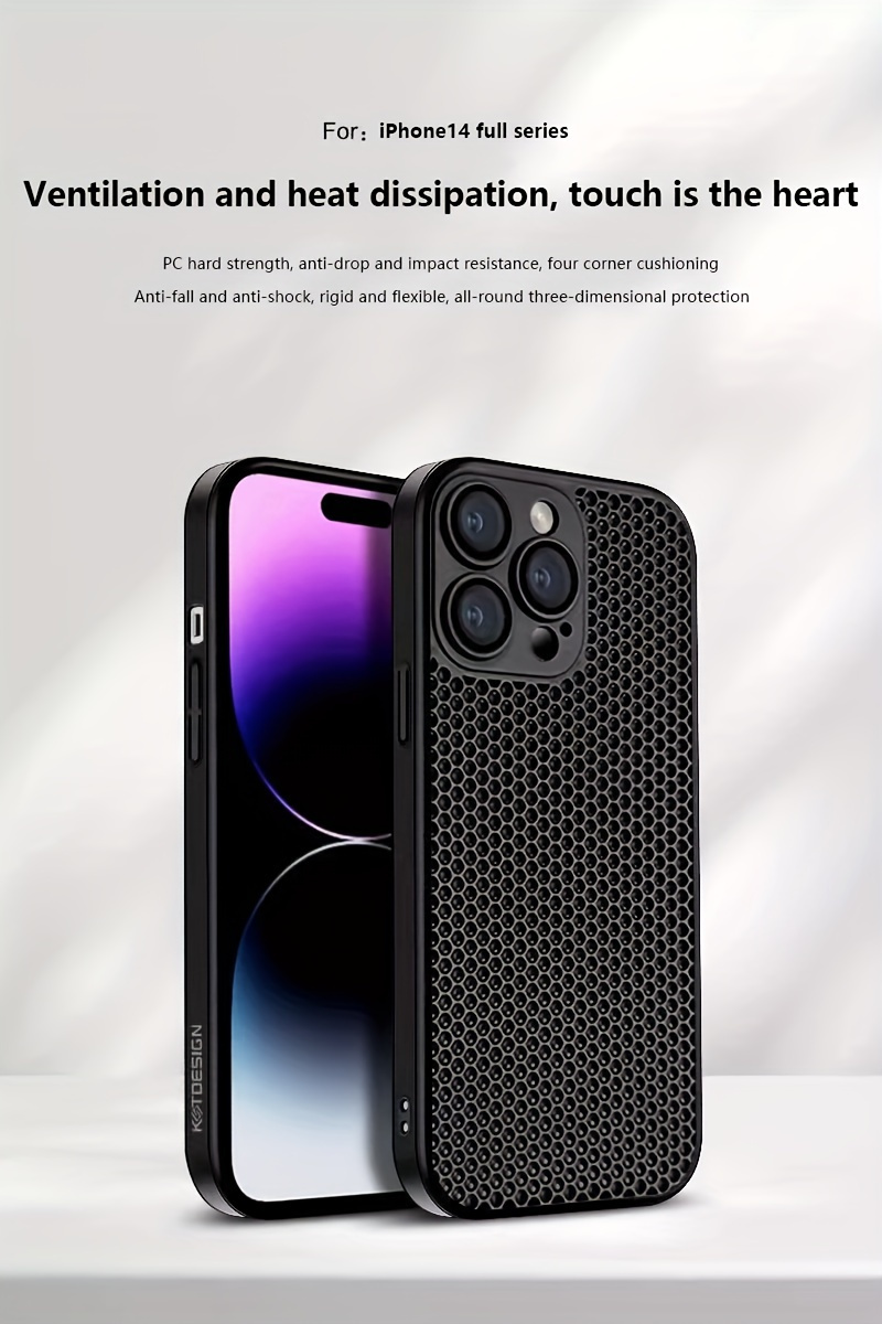 cooling phone case for iphone 15 pro max 15 plus 14 pro max 14 plus 13 pro max 12 pro max 11 pro max anti fingerprint back camera protector honeycomb mesh shell hollow out creux heat dissipation super lightweight details 1