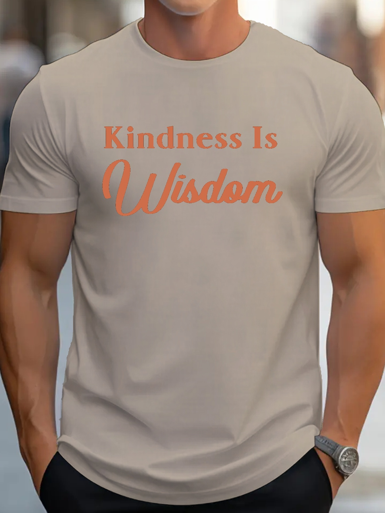 Plus Size Tee 'kindness Wisdom' Print Men's Trendy T shirt - Temu Australia