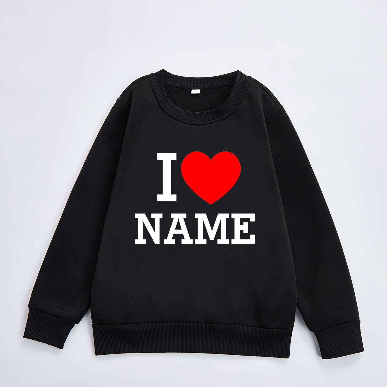 

I Love & Personlized Name Print Girl's Sweatshirt, Long Sleeve Athleisure Fashion Tops, Customized Clothing, Gift