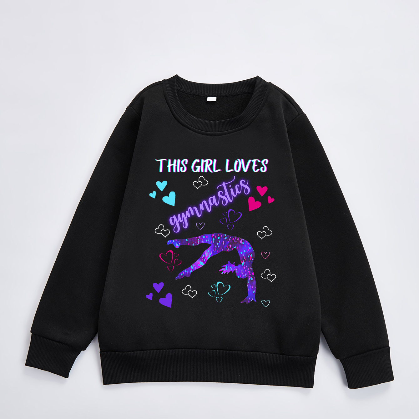 personlized) 'loves Gymnastics' Print Girl's Fashion Sweatshirt