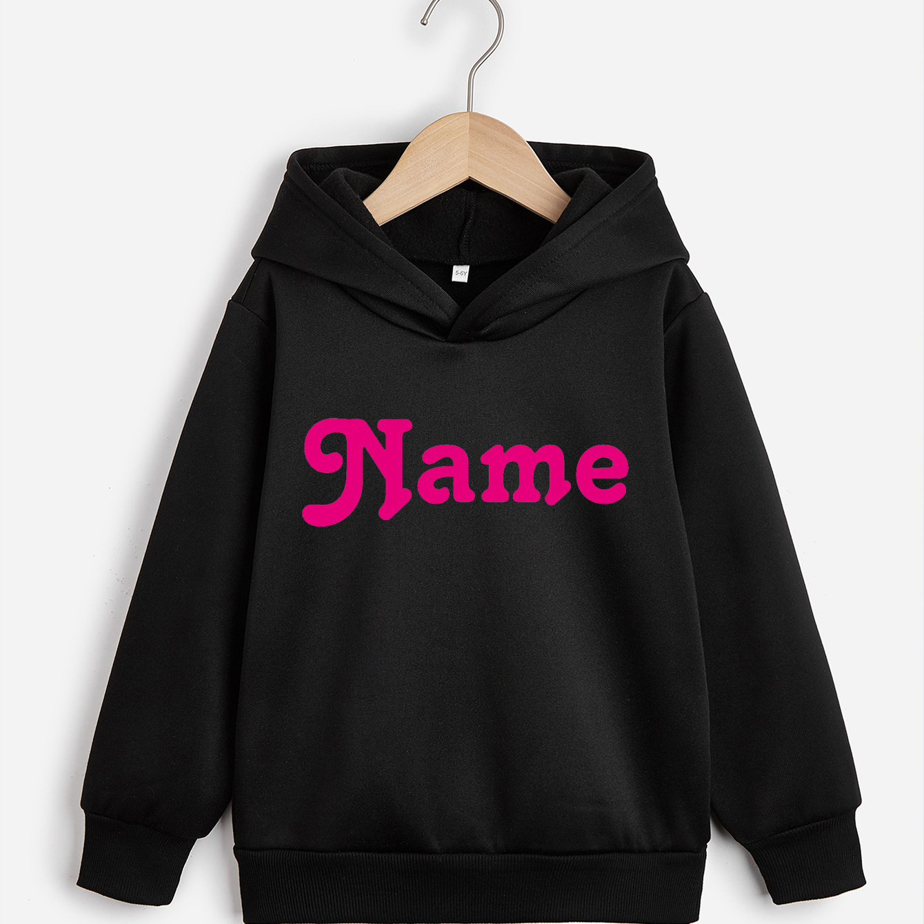 

Personlized Pink Name Print Girls Hoodie, Long Sleeve Fashion Sweatshirt School Tops, Customized Clothing, Gift