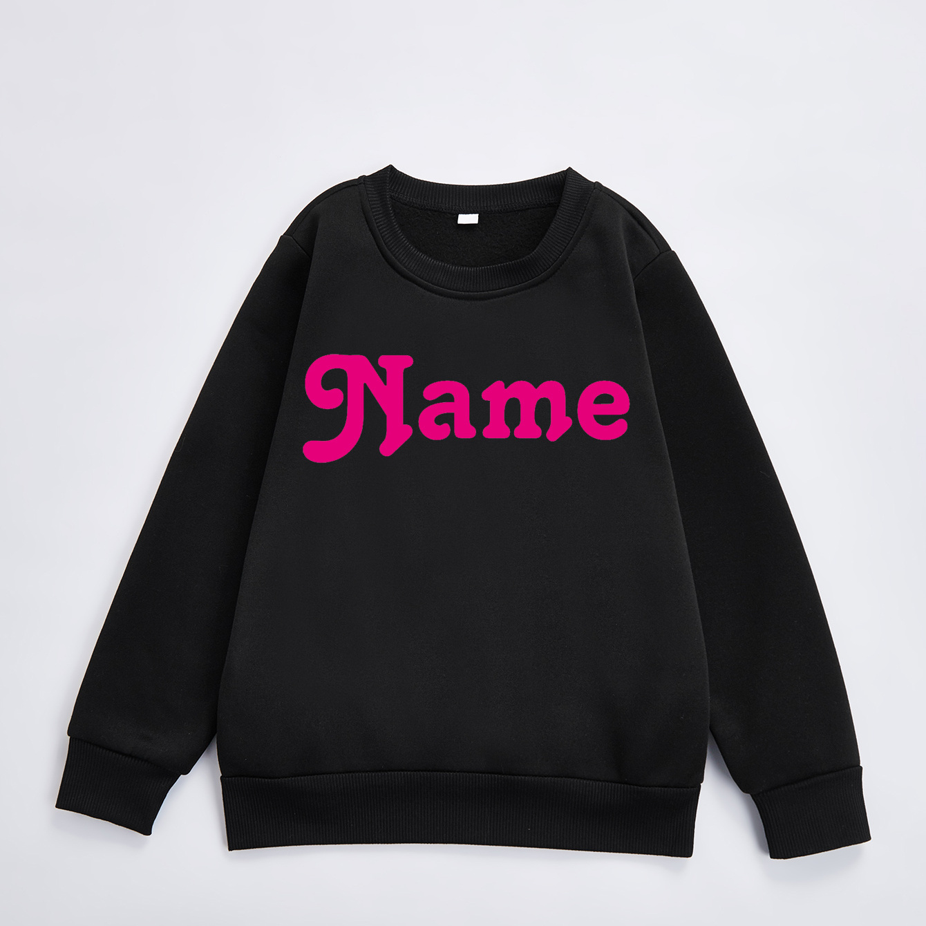 

Vibrant Personlized Name Print Girl's Sweatshirt, Long Sleeve Athleisure Fashion School Tops, Customized Clothing, Gift