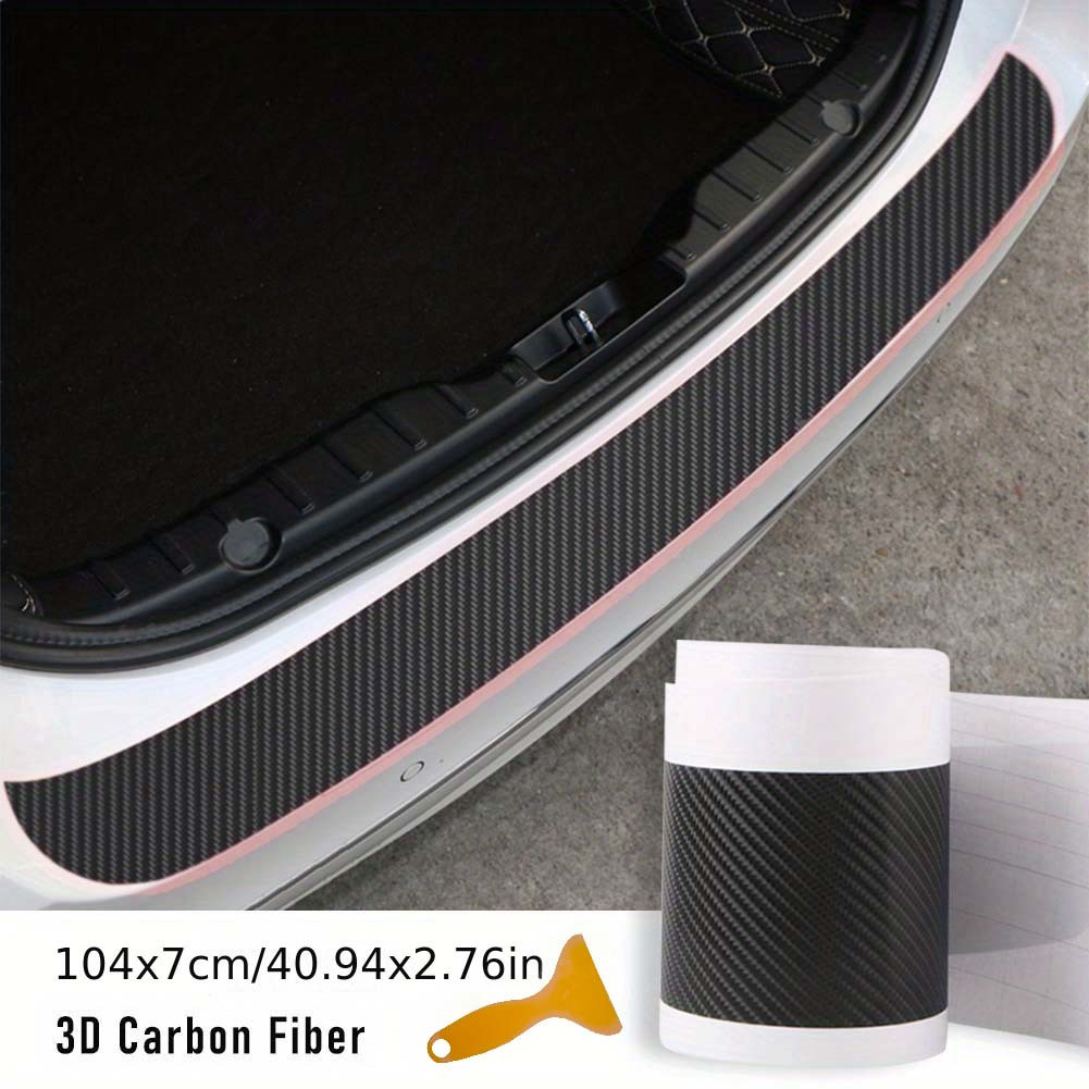 Image of Rear Trunk Guard Plate Sticker Car Rear Bumper Trim Anti-kicked Scratch Protection Sticker Strip 3d Carbon