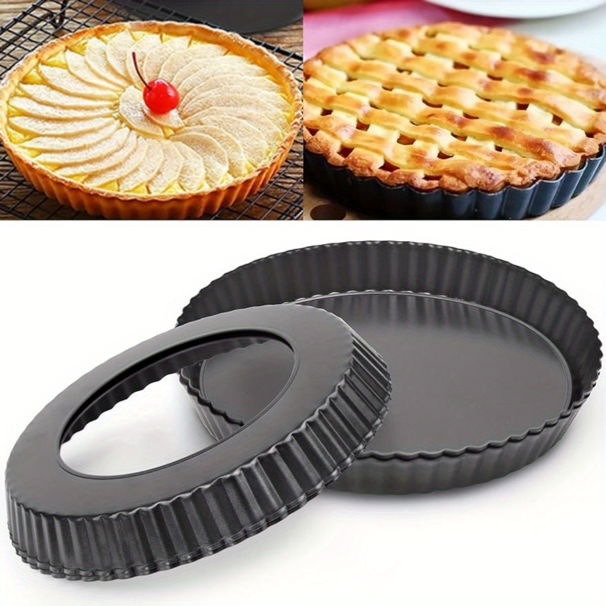 non stick tart pan removable loose bottom round pan Temu Oman