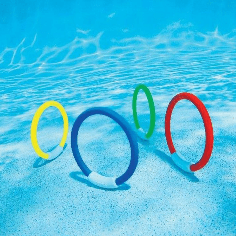 

4-pack Diving Rings Set, Colorful Plastic Water Sports Toys, Swimming Pool Accessories For Diving Training And Underwater Games