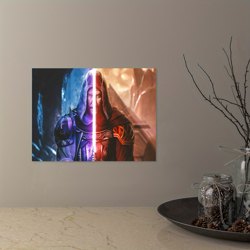 1pc Jedi Warrior Poster, Red And Blue Lightsaber Wall Painting,art 