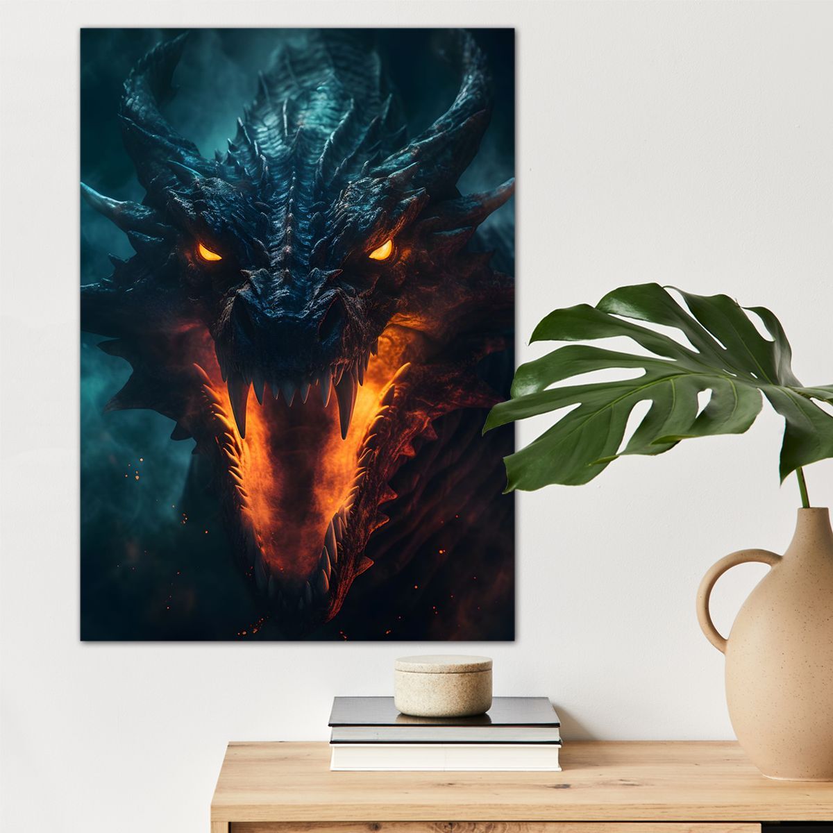

1pc Fiery Dragon Breath Poster Canvas Wall Art For Home Decor, Animal Lovers Poster Wall Decor High Quality Canvas Prints For Living Room Bedroom Kitchen Office Cafe Decor, Perfect Gift And Decoration