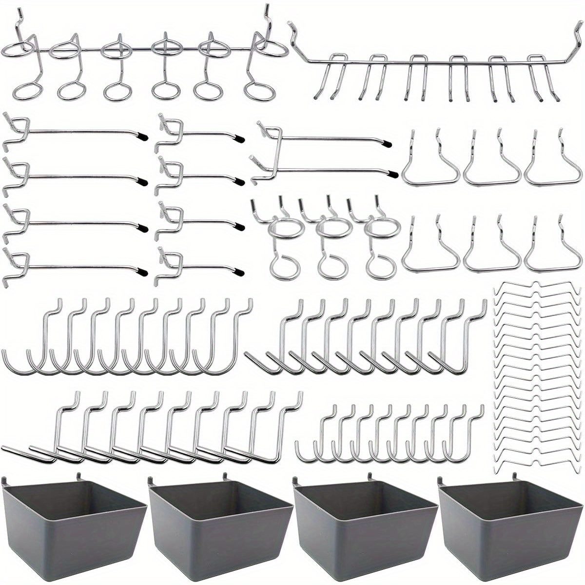 80pcs Pegboard Hooks Assortment With Pegboard Bins, Peg Locks, For  Organizing Various Tools,Showcase Hook With Perforated Plate Hook