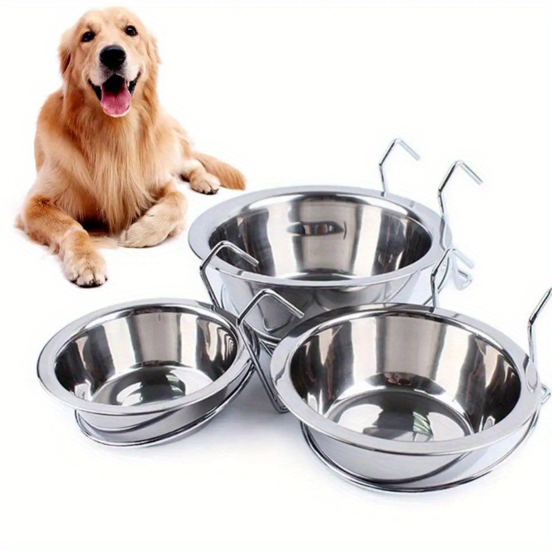 Dog Food Bowl Water Bowl Cage Stainless Steel Non spill - Temu