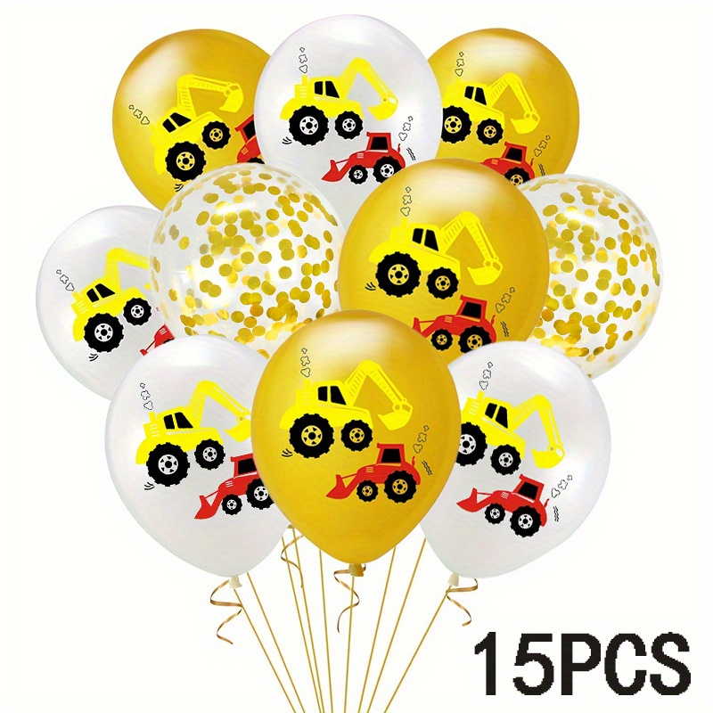 

15pcs Construction Vehicle Theme Latex Balloon Excavator Balloon Birthday Party Decoration Supplies For Anniversary Graduation Party Decorations Supplies