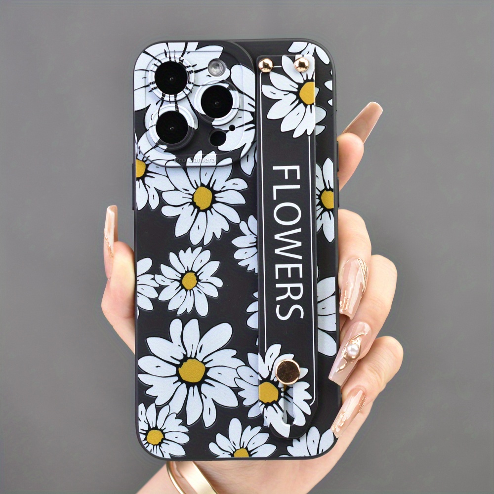 

Daisy Pattern Tpu Shockproof Phone Case, With Wristband Holder, Suitable For Iphone 15 14 13 12 11 Xs Xr X 7 8 6s Mini Plus Pro Max Se