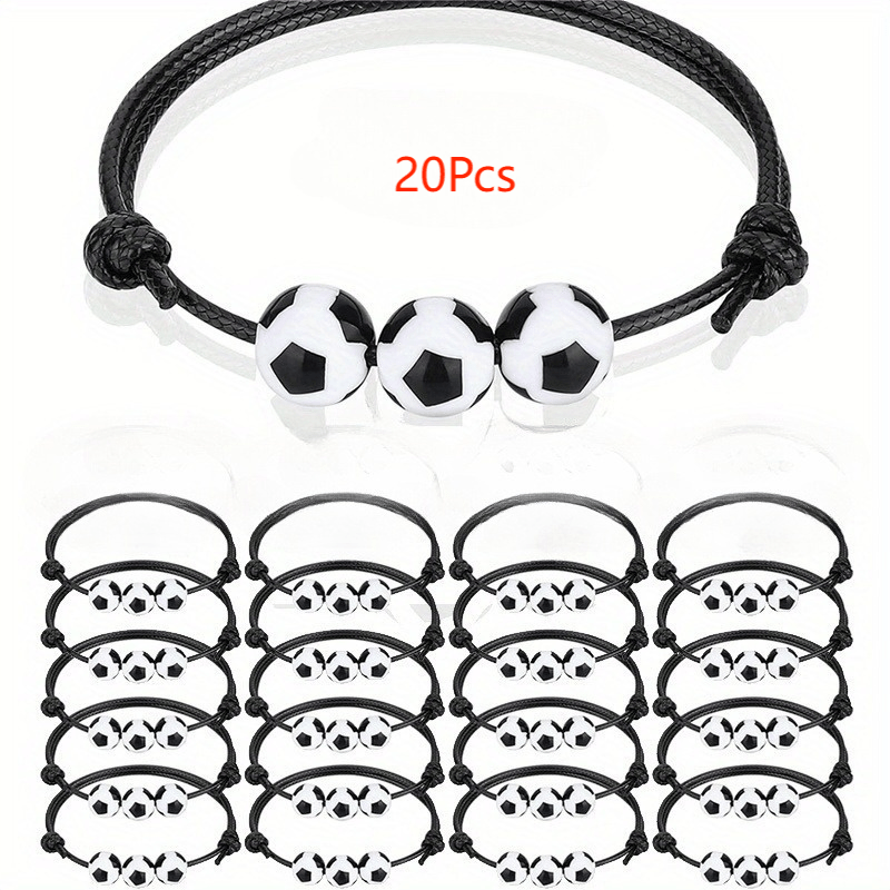 20pcs inspirational soccer charm bracelets adjustable sports wristbands for men women perfect birthday graduation and holiday gifts