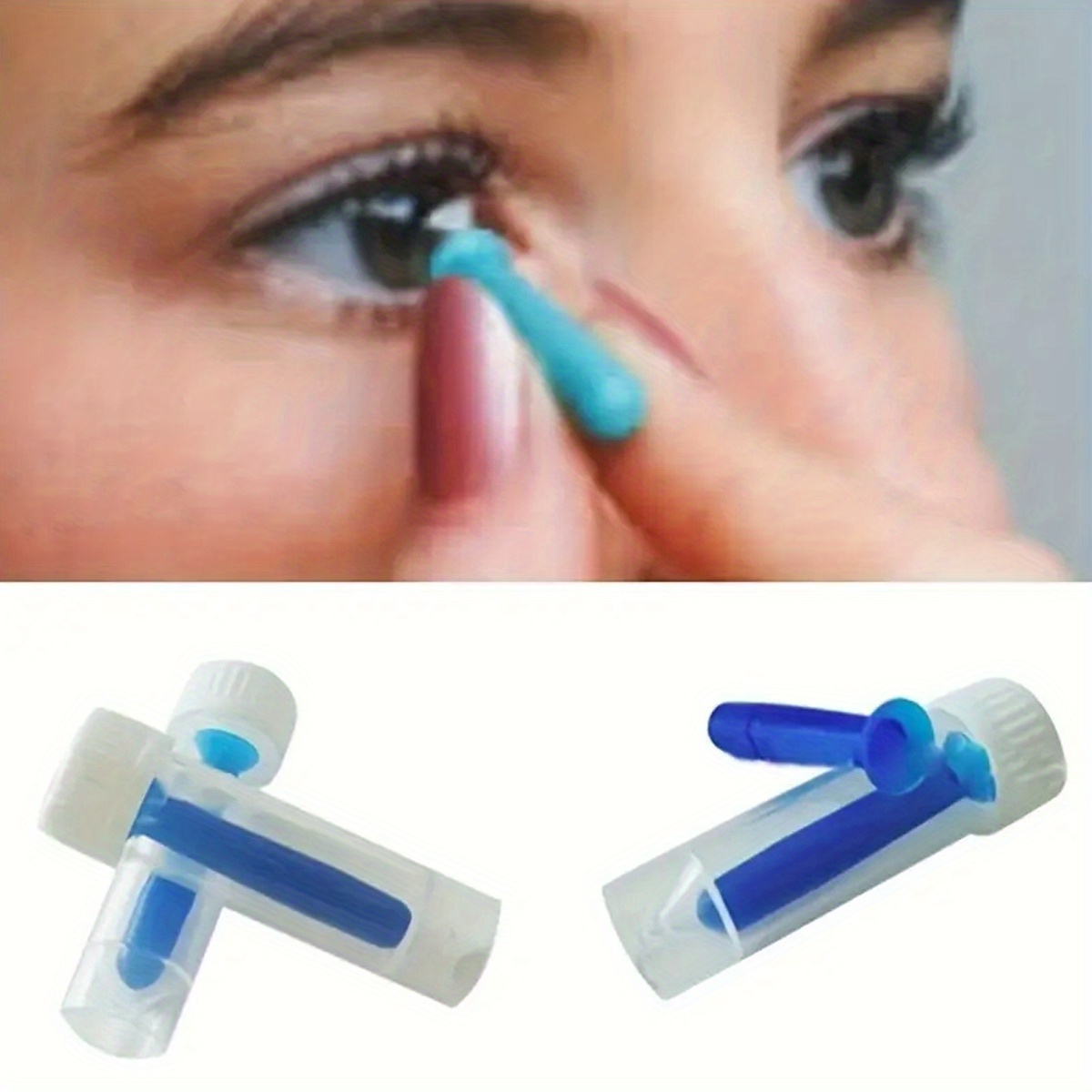 

1pc Silicone Contact Lens Applicator Stick, Remover And Insertion Tool, Compact Size For And Portable Use, 1.3 Cm Diameter, Blue