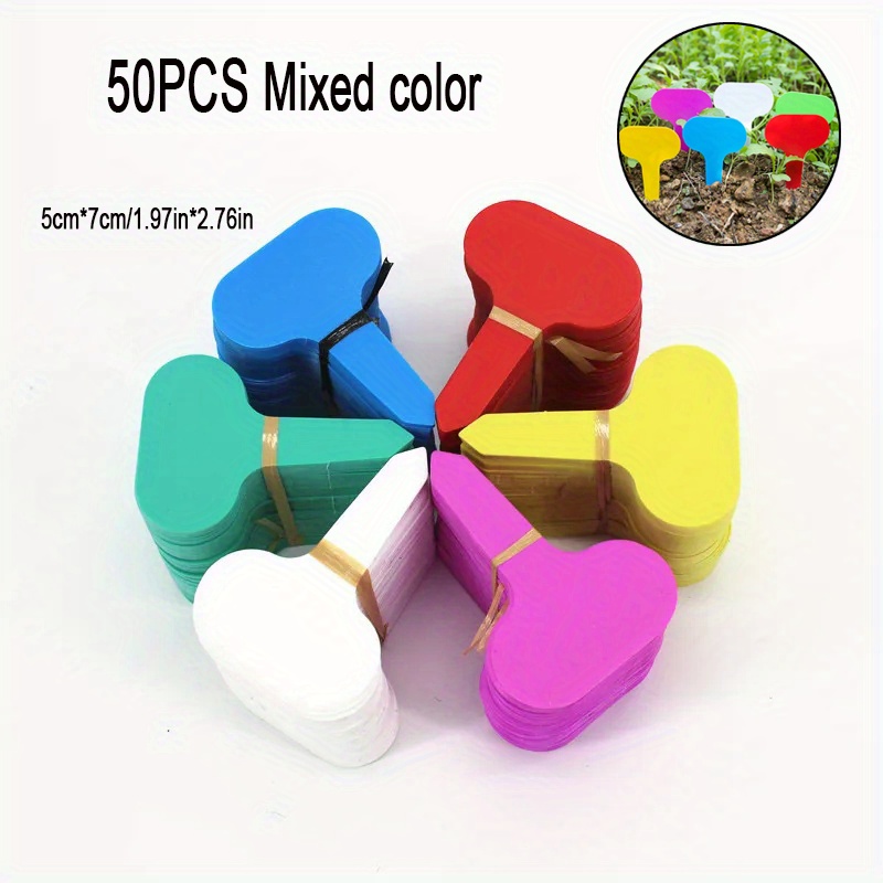 Image of 50pcs, T-type Nursery Garden Plant Tag Waterproof Flower Labels Plant Seed Label Pot Marker For Plant Diy Garden Decoration Tool